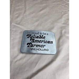 Vintage New Holland Reliable American Farmer 1982 Belt Buckle - Silver